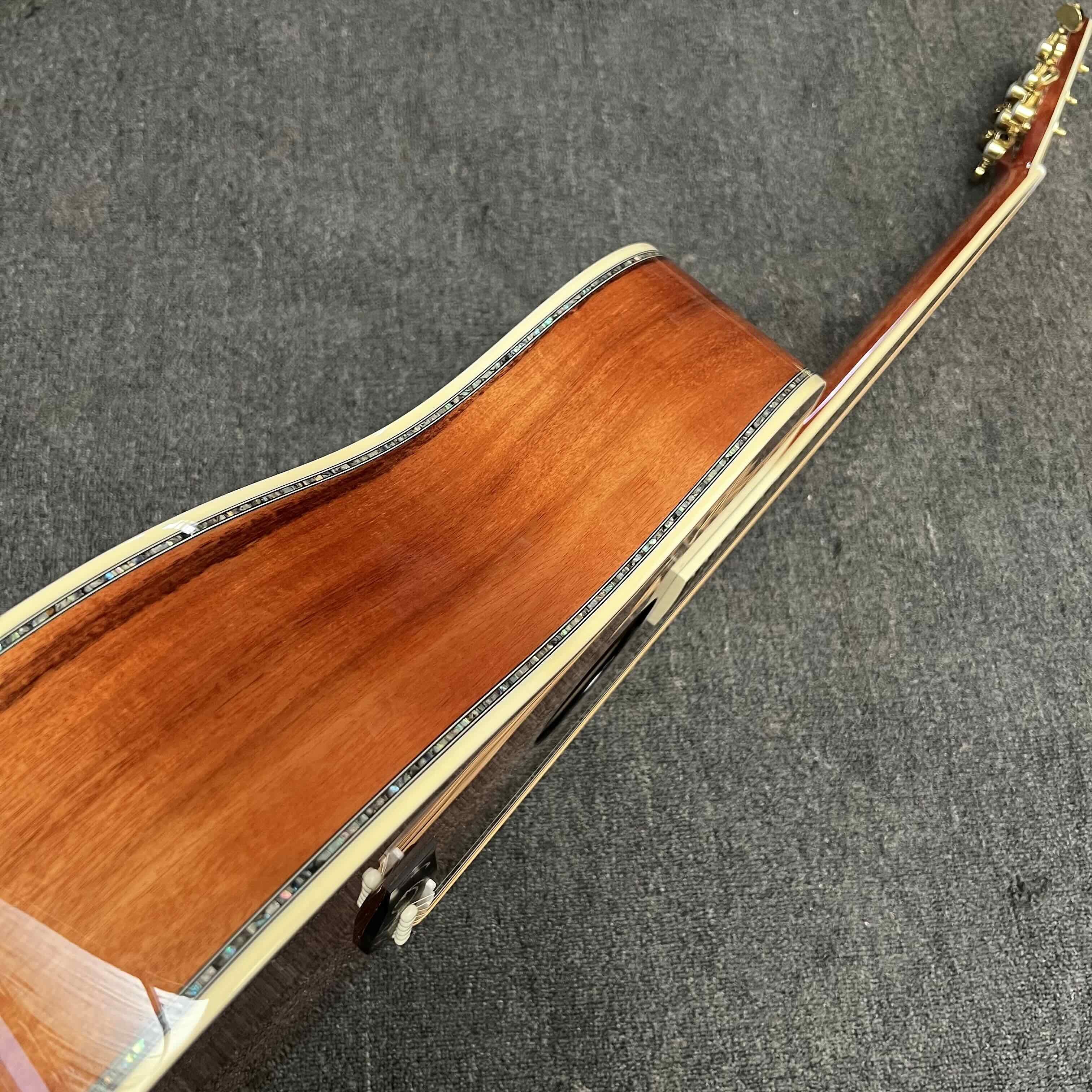 Left Handed D Body Solid Koa Top Acoustic Guitar with KOA Wood Back Side Abalone Binding Life Tree Inlay Deluxe KOA Guitar OEM