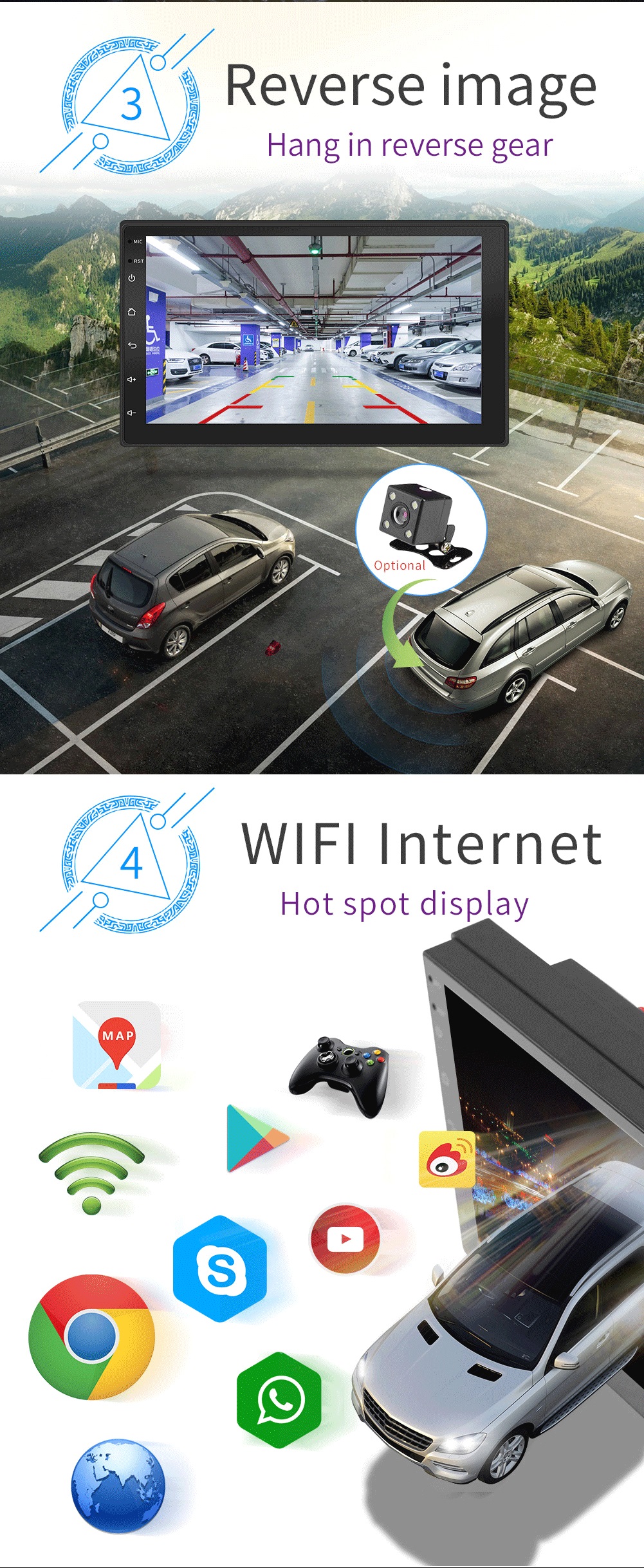 8.1 Inch Android Car DVD Players 2 Din 2 Front USB With Knob Android