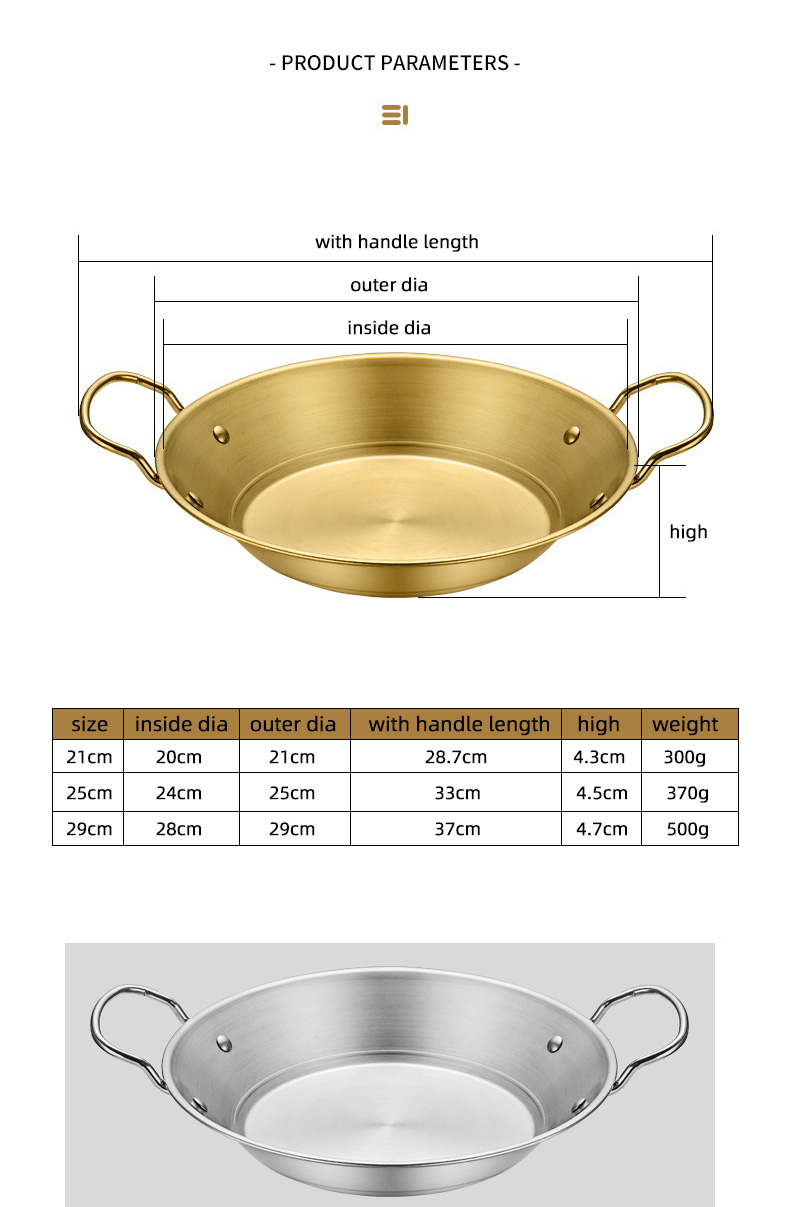 Wholesale TOP Seller Gold Cookware Dry Pan Stainless Steel Ramen Pots Seafood Frying Pan For Kitchen