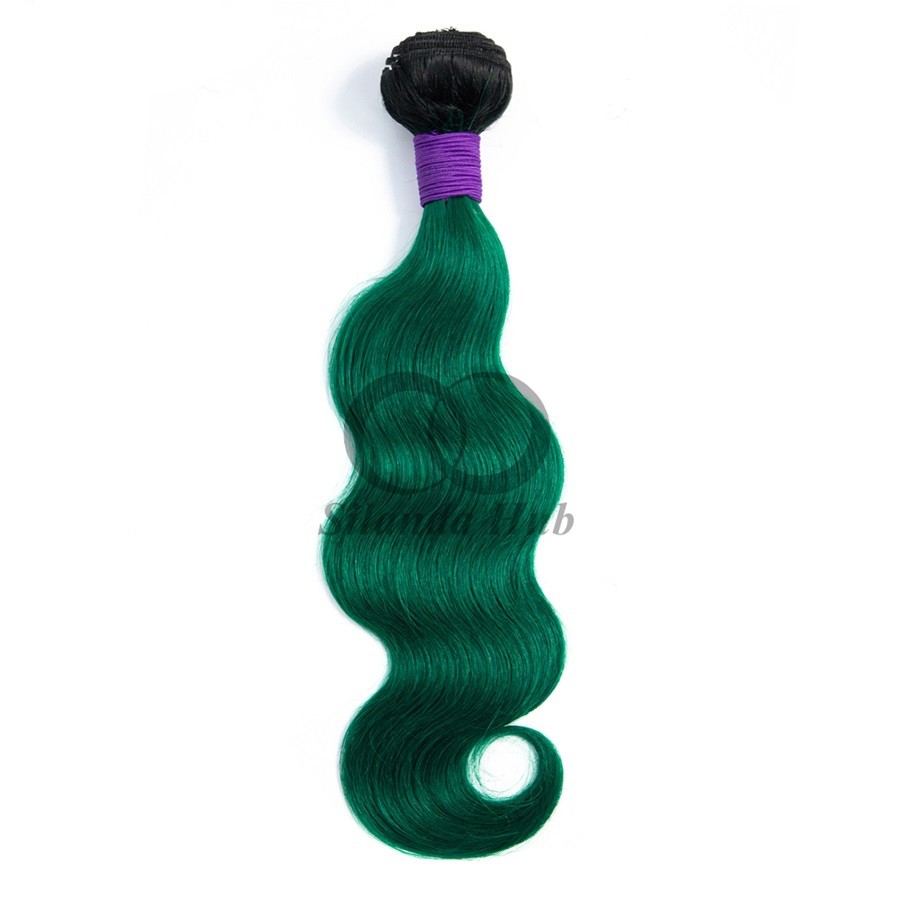 #T1B/Green Body Wave Remy Human Hair Bundles Sew In Weave Bundles Brazilian Bundle Deals