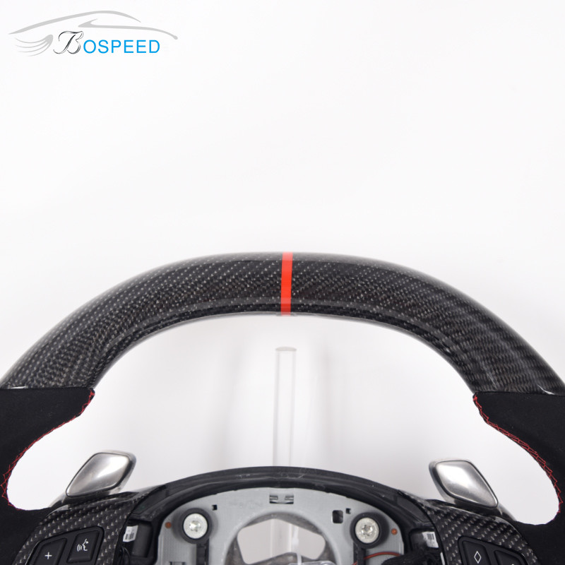 White Stitching Alcantar BMW Carbon Fiber Car Steering Wheel Leather Toray Twill