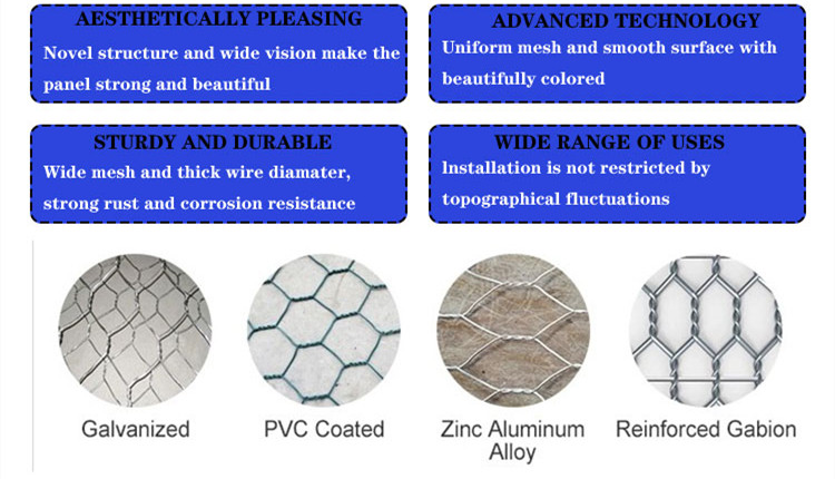 Customizable Welding Pattern Hot-Dipped Galvanized PVC Coated Gabion Box for Woven Mesh