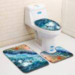 Dolphin Beach Toilet Seat Cushion Anti Skip Toilet Tank Cover Set