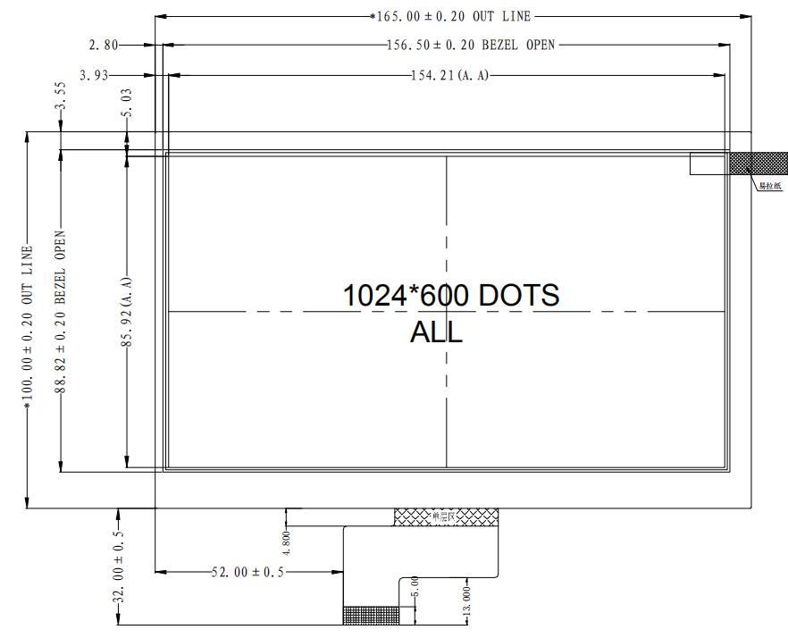 7.0 Inch 1024X600 MIPI LCD Display EK79007 / EK73217 Haineng Smart LCD