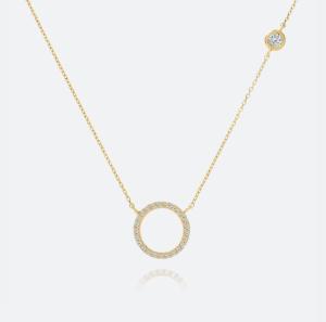 Quality Gold Plated S925 Silver Circle Pendant CZ Necklace for Women 925 Sterling Silver wholesale