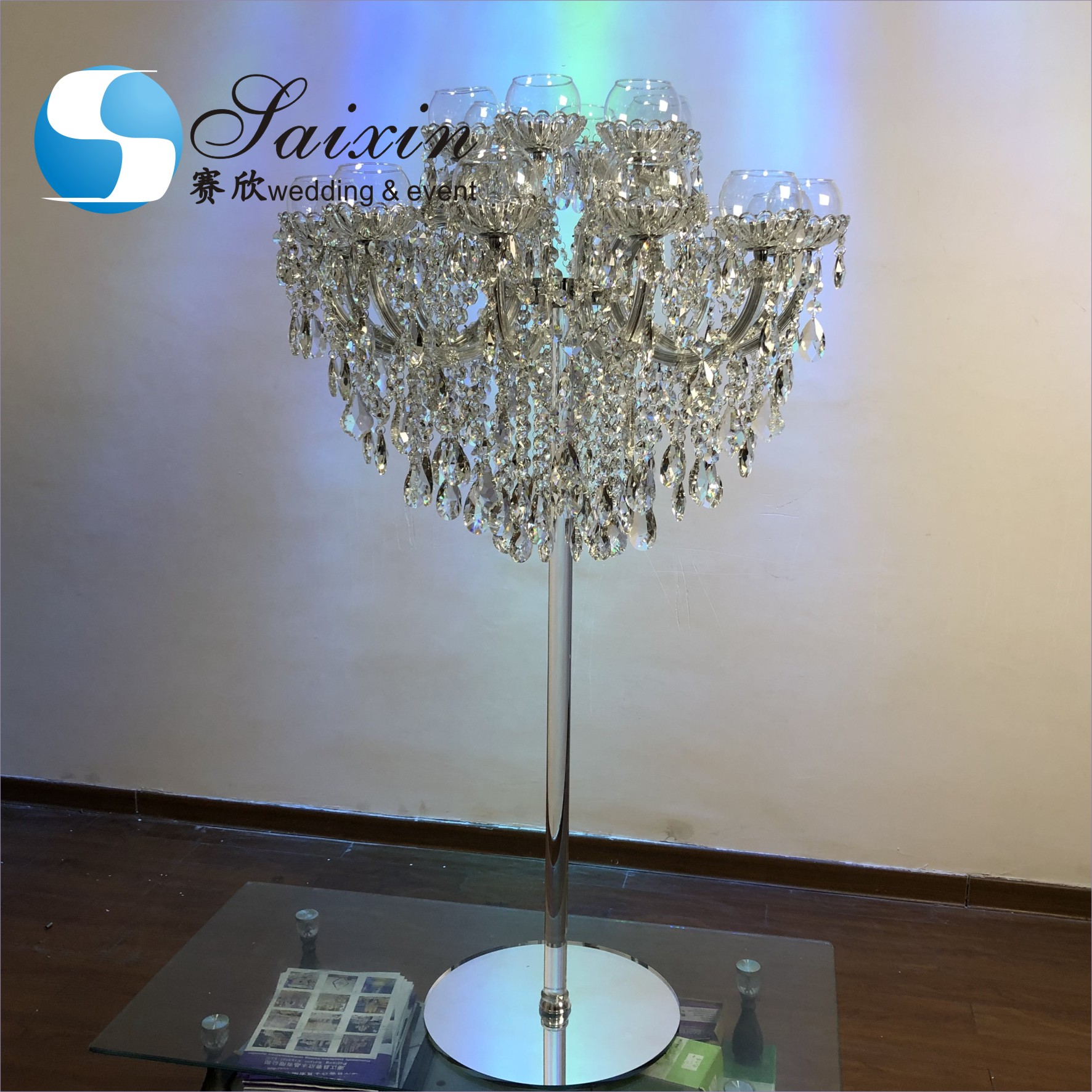 Crystal Bead String Curtain Glass Christmas Decoration Hanging Wire For Events