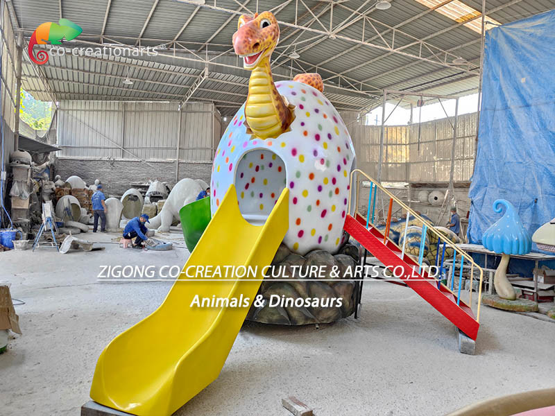 Dinosaur Egg Slide Fiberglass Playground Equipment For Kids Amusement Park
