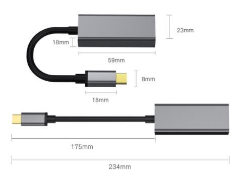 Laptop USB Type C Converter RJ45 1000Mbps Drive Free Grey / Silver