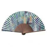 Sublimation Blanks Folded Polyester Bamboo Fans Bamboo Fabric Folding Hand Fan