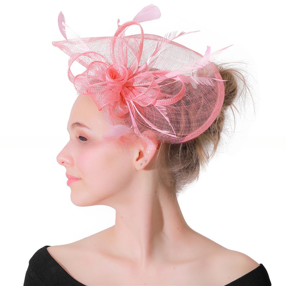 30cm Church Party Decoration Sinamay Fascinator , Peacock Feather Fascinator