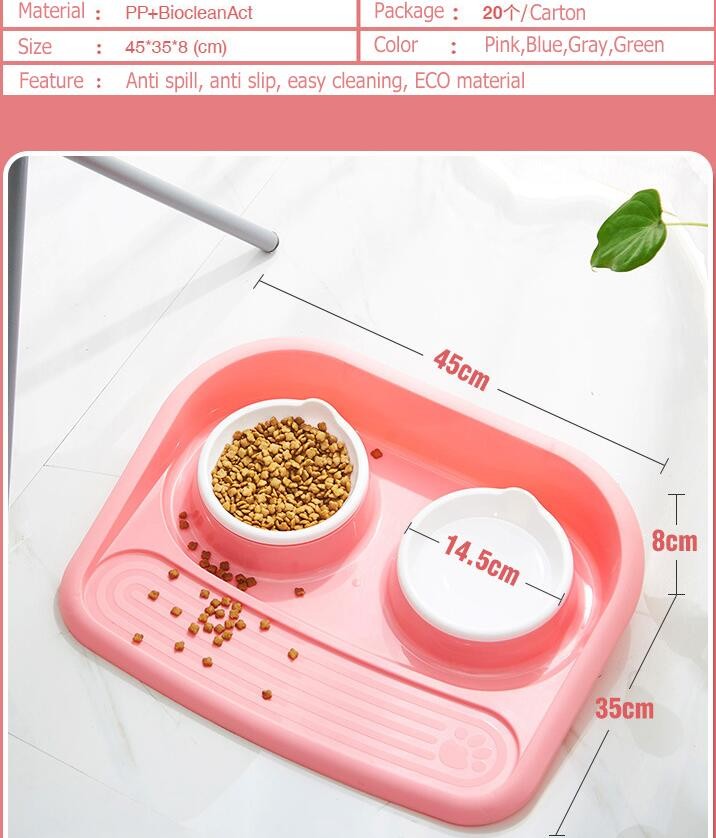 Non Slip Plastic Feeding Dishes No Spill Pet Dog Cat Double Food Water Bowl For Cat Dog, Premium Colorful Dog Water Food