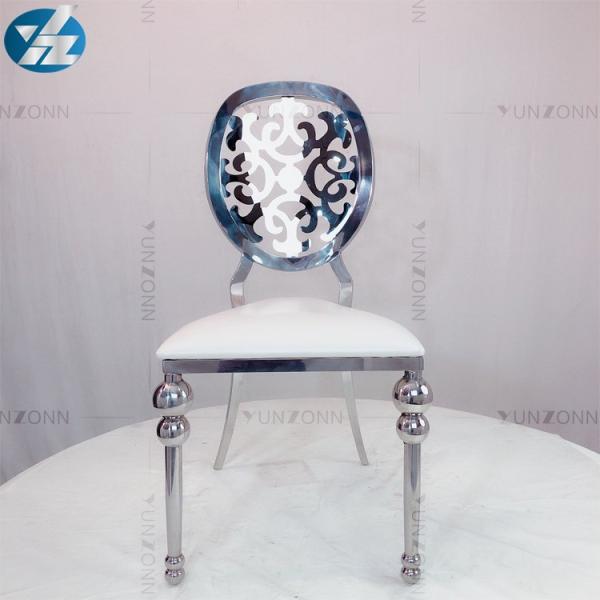 Artistic dining chair round back with flower design disassembly style stainless