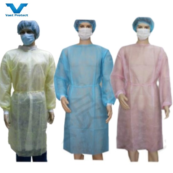 PPE CE Certified OZONE Disinfecting Type Disposable Sterile 45gsm Nonwoven Isolation Gown
