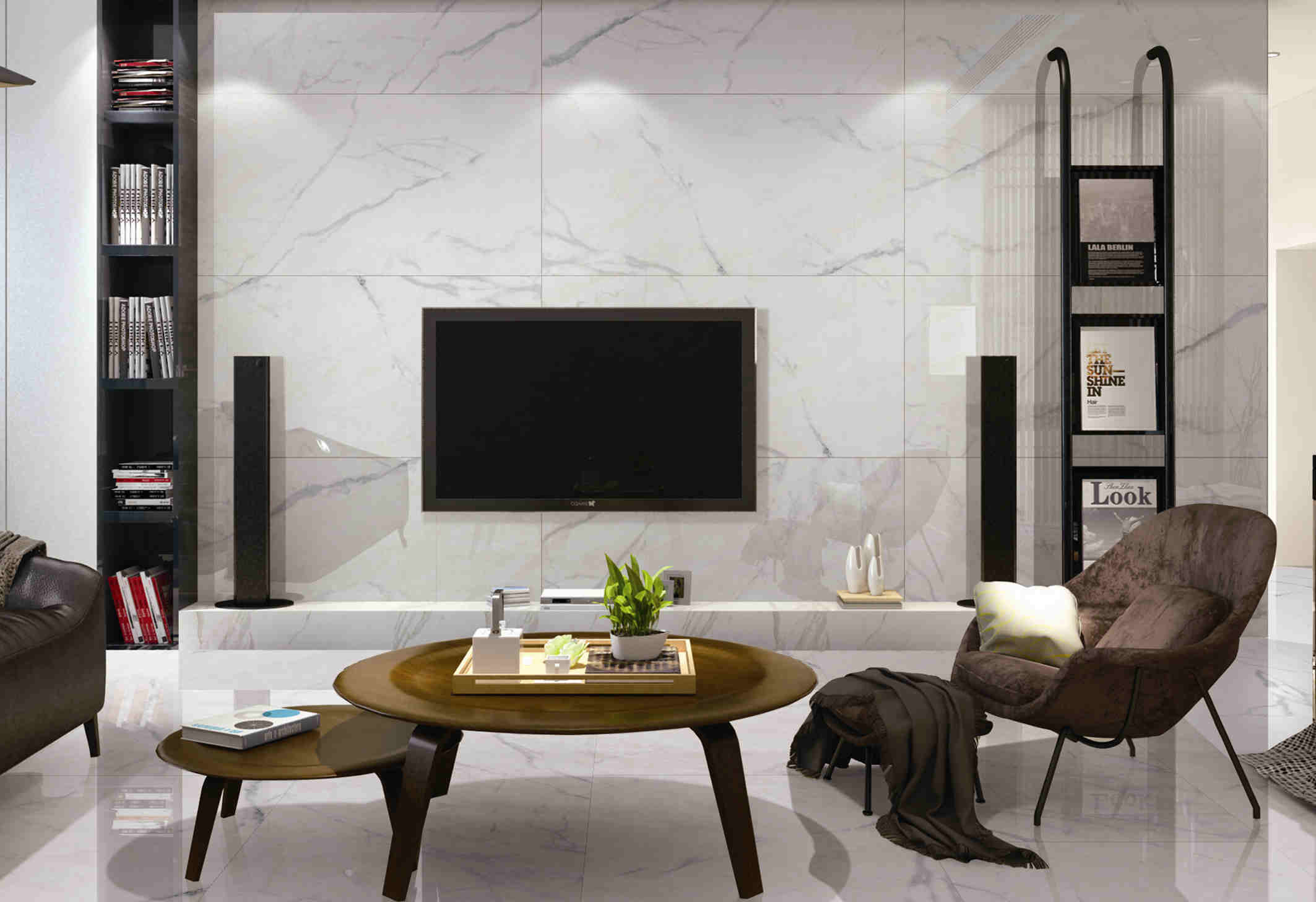 Glazed Digital Polished Carrara Marble Floor Tile Wear - Resistant Modern Porcelain Tile