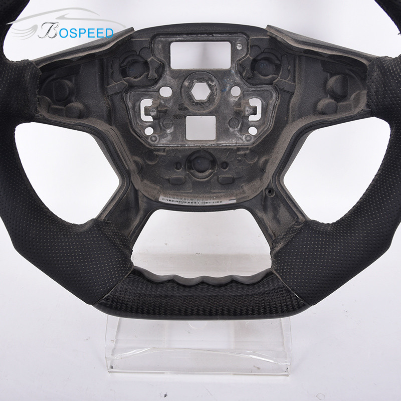 Perforated Leather Ford Carbon Fiber Steering Wheel Sports Plain Weave