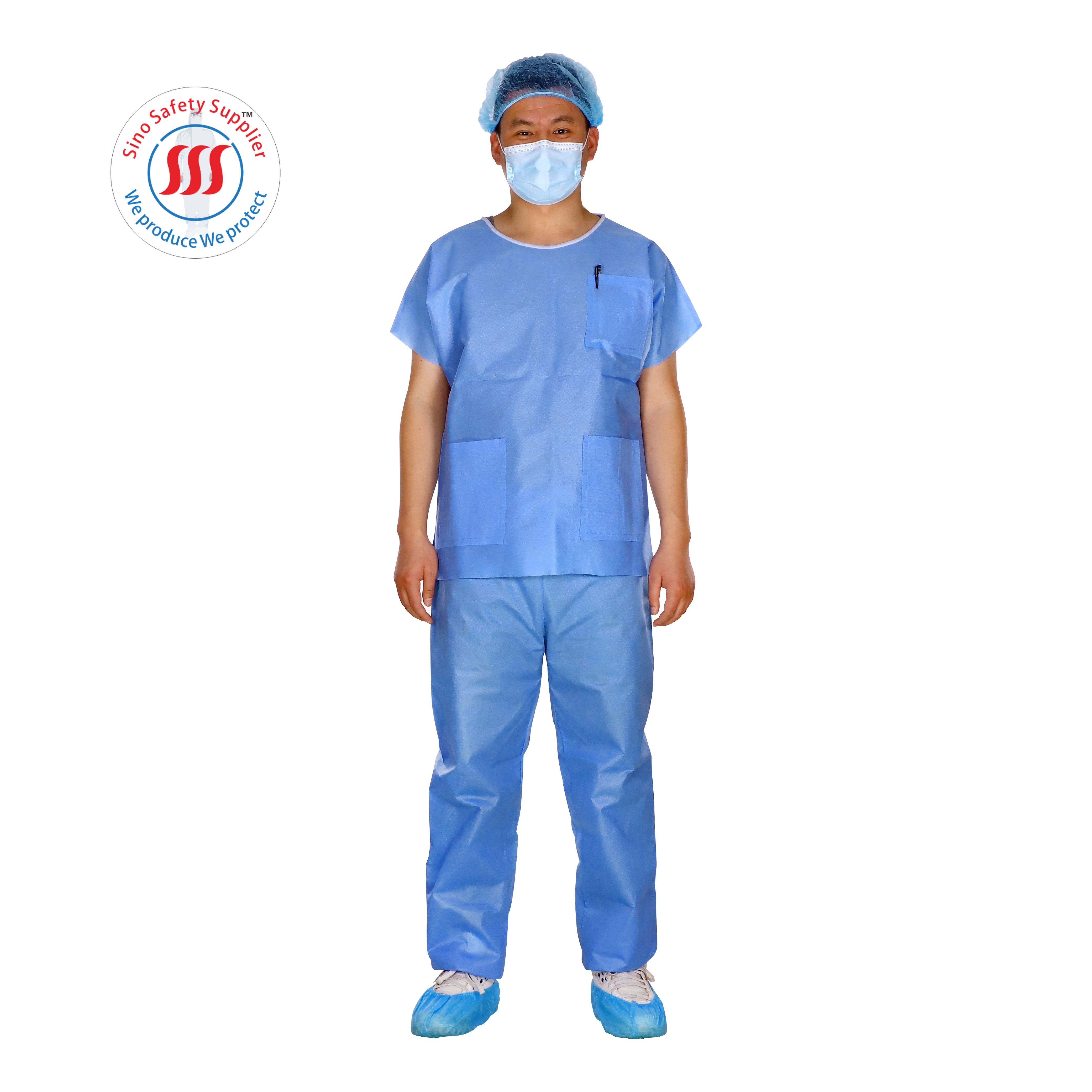 V Neck Round Neck Hospital Surgical Scrubs Short Sleeve Unisex SMS Nurse Doctor Scrubs
