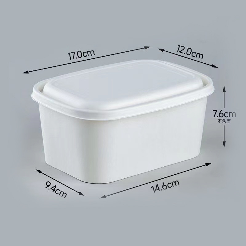 Disposable Paper Square Bowls , 500ml Heatable Kraft Paper Bowls With Lids