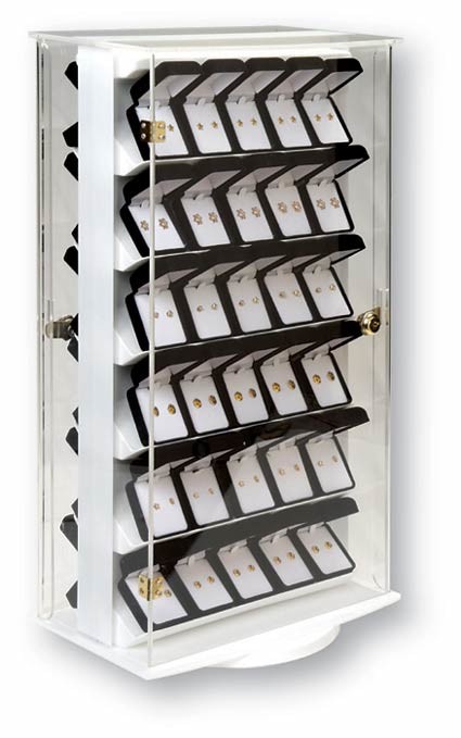 360 D Rotating Clear Lockable Acrylic Countertop Display Case W/ Double-Sided 6 Shelves