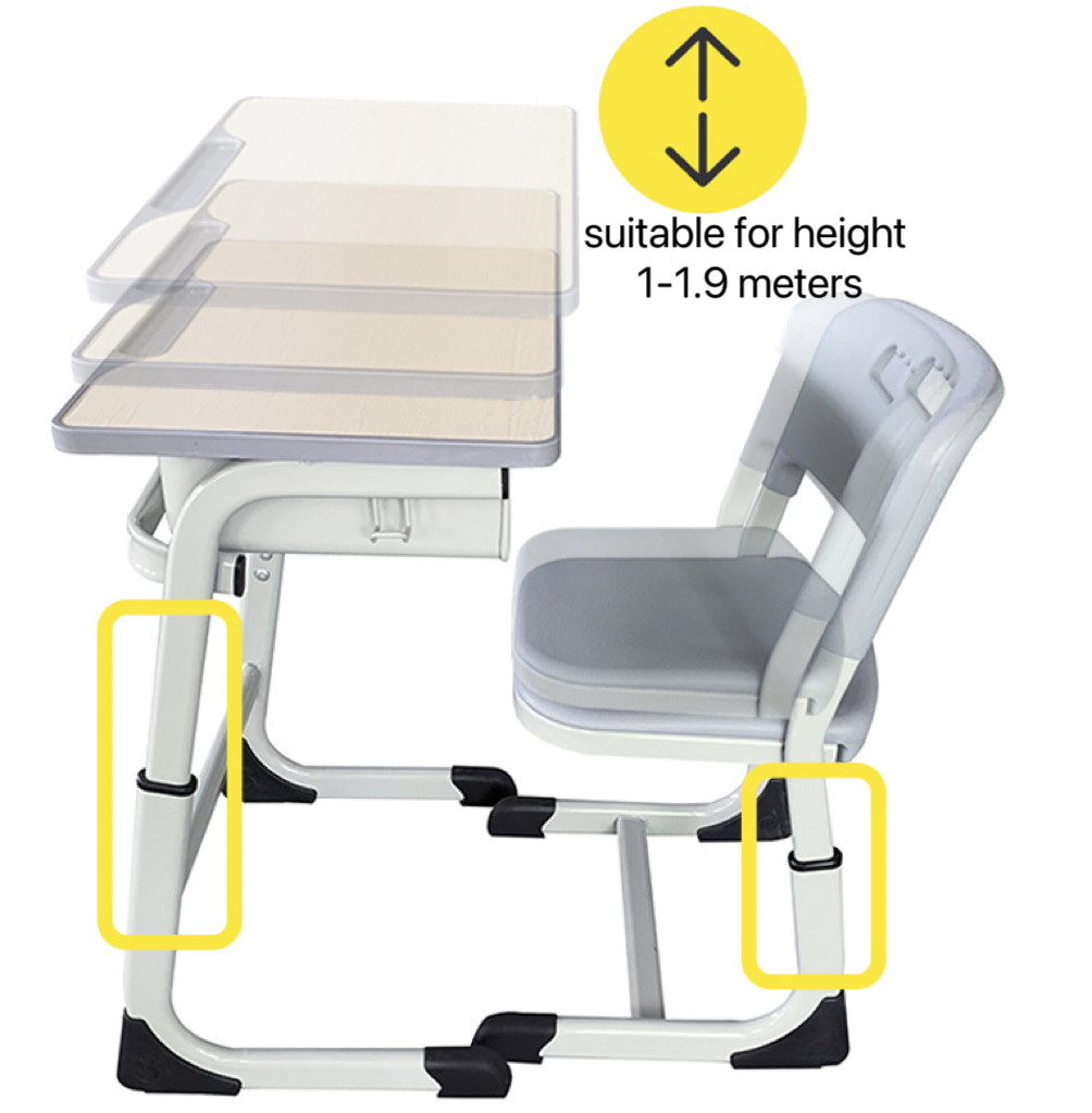 Bedroom Furniture Adjustable Single Student Table And Chair Set for Education Materials