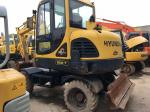 Hyundai R60W-7 Used Mini Excavator Machine , Second Hand Wheel Excavators For