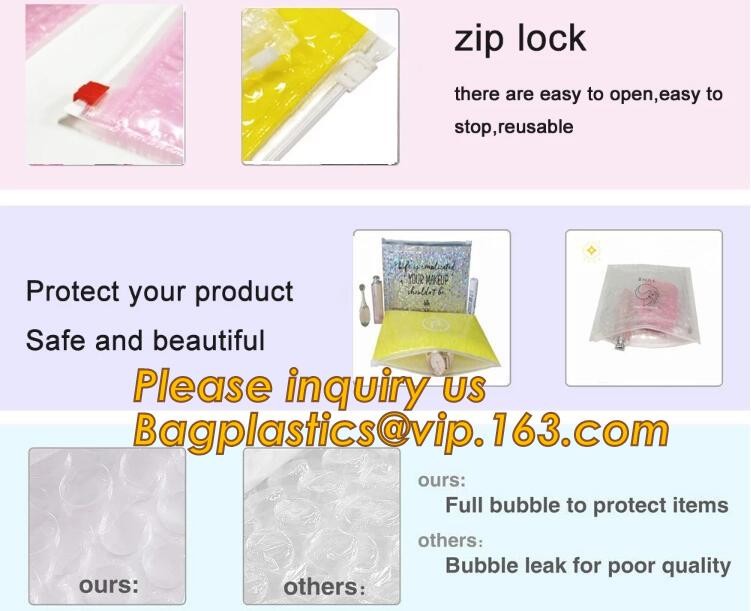 Cosmetic Pink Slider Padded Bag/Silver k Bag With Bubble,Padded Envelopes Cheap Aluminium Foil k Holographic