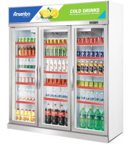 Quality 480W Vertical Commercial Display Refrigerator Practical Three Door wholesale