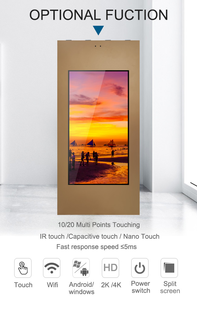 Vertical IP65 Waterproof 65" Wall Mounted Digital Signage Outdoor