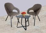 Stone Finished Stylish Corner Table Tempered Glass Black Leg Powdered Coating