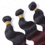 Machine double brazilian hair weft two tone ombre colored hair weave bundles