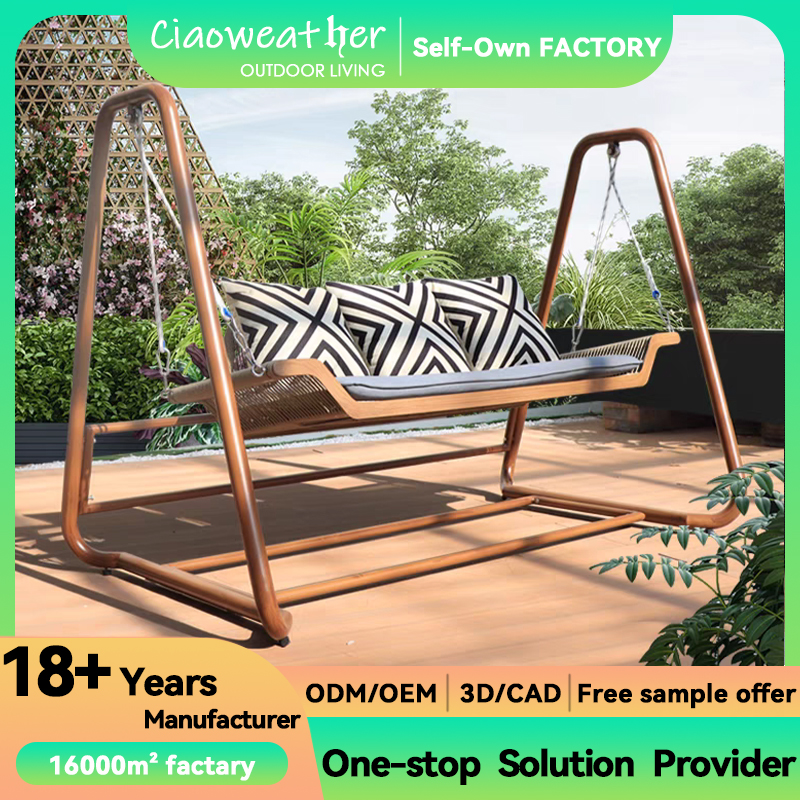 Outdoor Patio Swing Chair Leisure Hotel Double Patented Garden Waterproof Rattan Size 7*1.4mm for Home Office