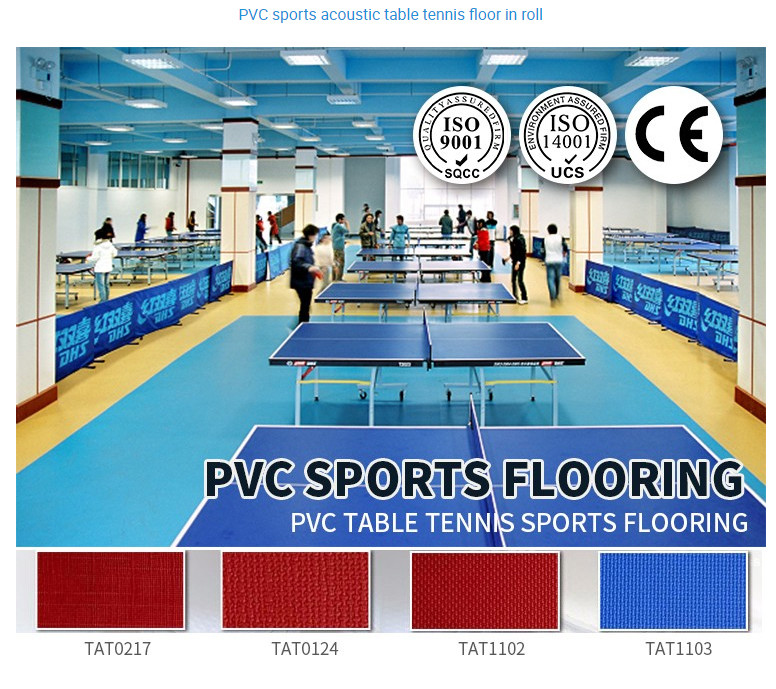 Wear-Resistance PVC Sports Flooring Acoustic Table Tennis Floor In Roll