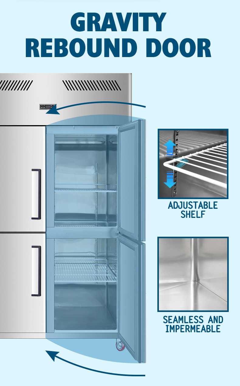 500L Commercial Upright Freezer 2 Doors Restaurant Refrigeration Equipment