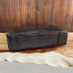 Authentic Crocodile Skin Key Lock Zipper Closure Businessmen Laptop Briefcase