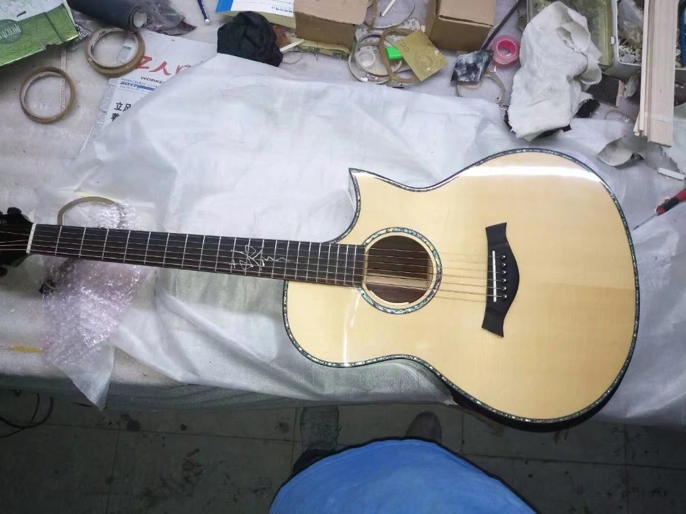 AAAA dreadnought body customize guitar cut-away AAAA all solid single cut armrest acoustic electric guitar