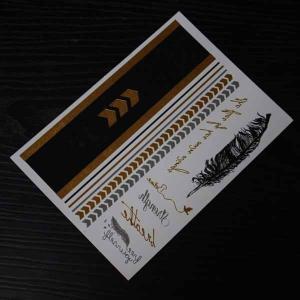 Quality Gold foil water tattoo sticker. Metallic tattoo sticker. gold, silver &amp; black foil tattoo wholesale