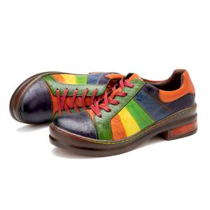 Quality Casual Hand Polished Rainbow Flat Shoes Classic Ladies Leather Dress Shoes wholesale