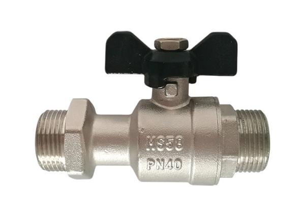 Long Body Metal Brass DIY OEM Parts , Male Threaded Ball Valve Aluminum Wing