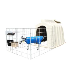 Quality Small Dairy Farm Plastic Calf Hutches With Hot Dip Galvanized Steel Wire Fence wholesale