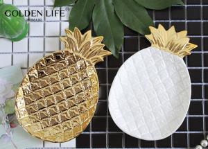 Quality Ceramic Pineapple Leaf Shape Jewelry Dish Household Decoration Plate Porcelain wholesale