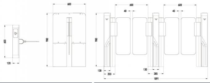 AC240V Supermarket Swing Turnstile Gate Access Control Turnstile Gate