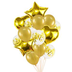 Quality 14pcs/set 18inch Heart Star Foil Balloons 12inch Latex Confetti Helium Air Ball Globo Multicolor Wedding Birthday Party wholesale