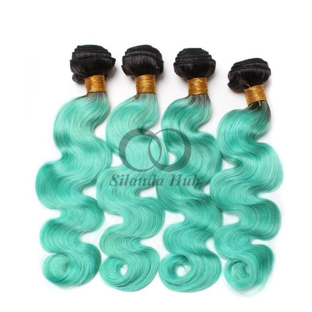 #T1B/Green Body Wave Remy Human Hair Bundles Sew In Weave Bundles Brazilian Bundle Deals