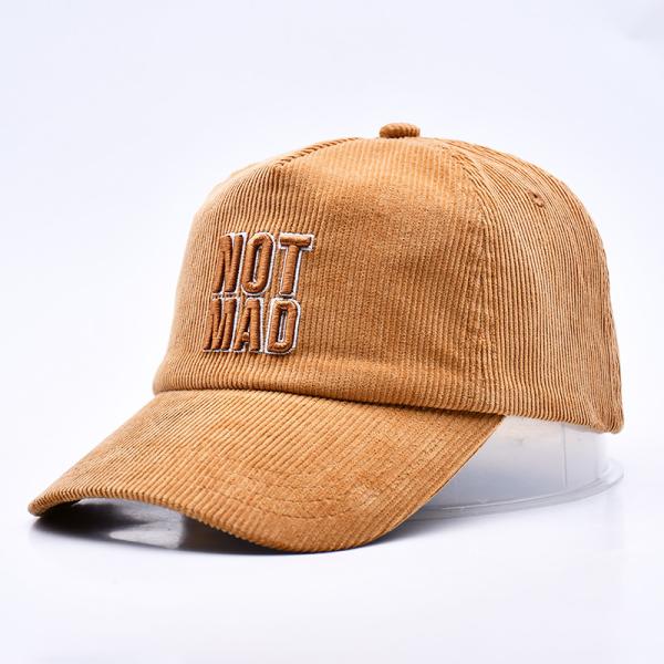 Custom 3d Structured Embroidery Corduroy Gorras Baseball Cap Wholesale 5 Panel