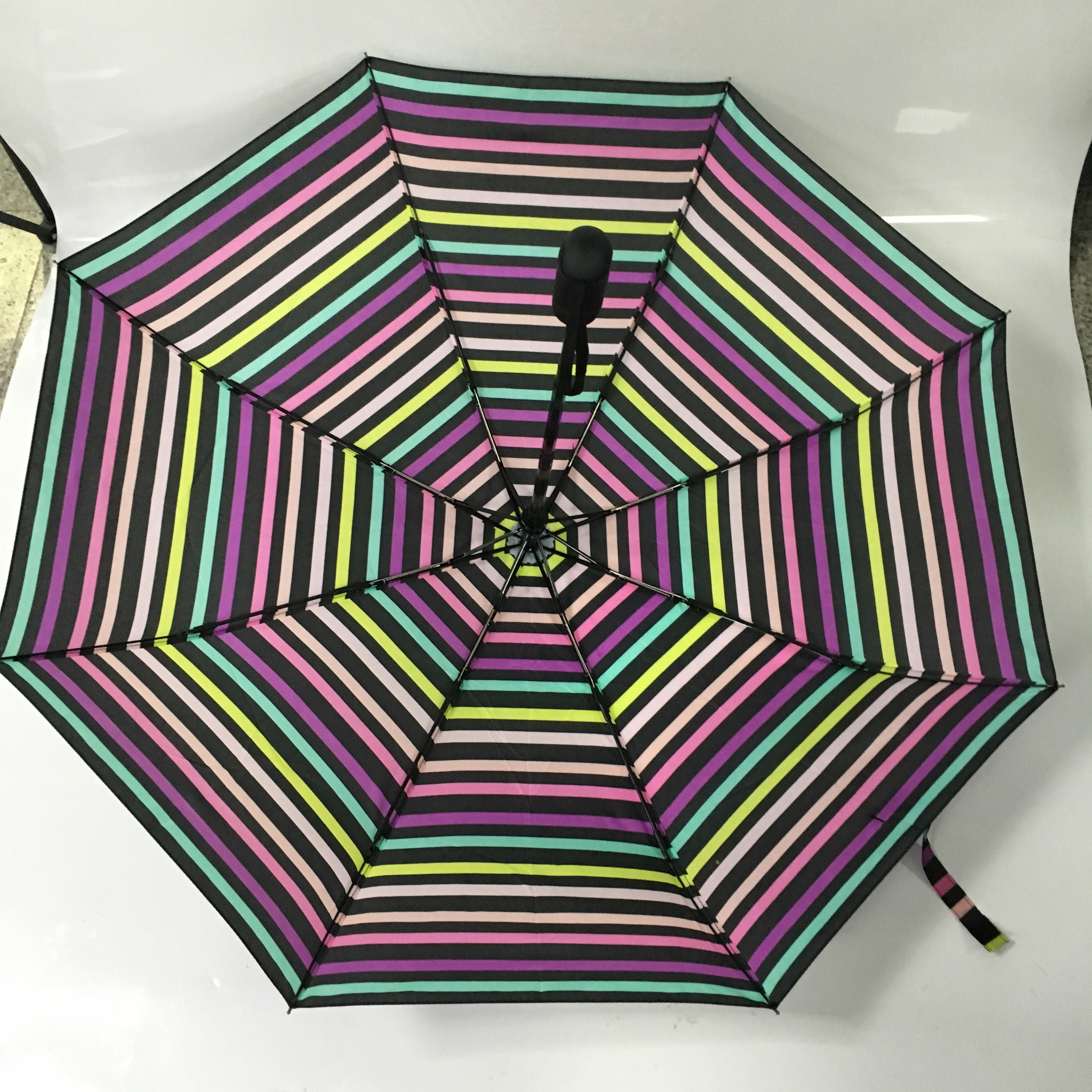 Ladies Auto Open Close Pongee Fabric Compact Folding Umbrella
