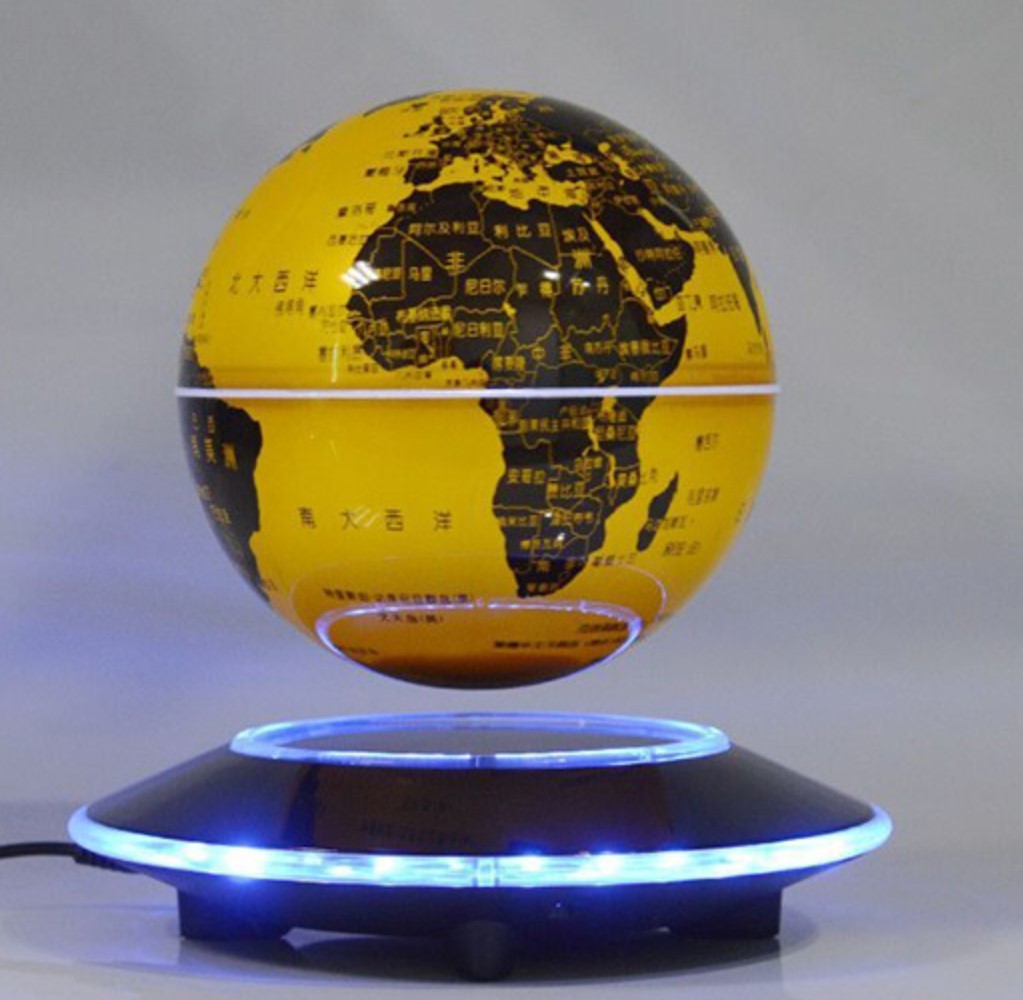 led light UFO floating levitation globe, magnetic levitation bottom 6inch globe lamp light for decor gift