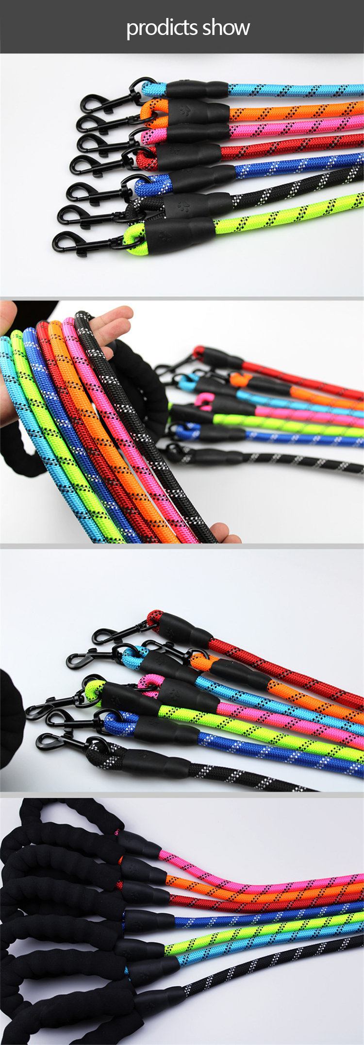 5ft Reflective Rope Dog Leash 150cm 200cm Reflective Leash For Small Dogs