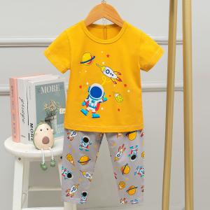 Quality Astronaut Pattern Kids Sleeping Suits Summer skin friendly Short Sleeve Lounge Set wholesale