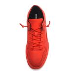 Bright Red Lace Up Breathable Mens Leather Sneakers
