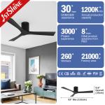 DC Motor 3-Blade Wooden Ceiling Fan with Remote Control in Modern Black Finish