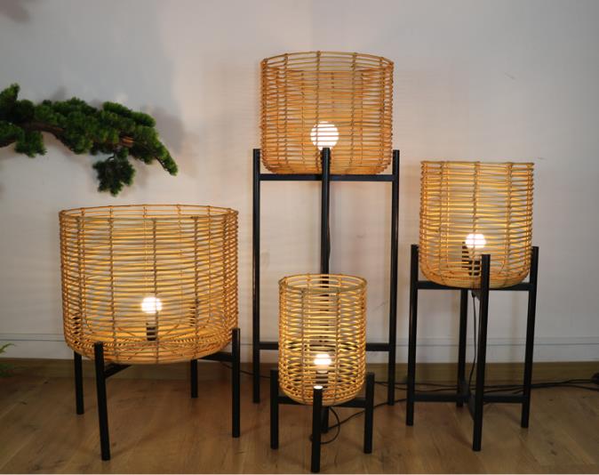 4 Legs Wicker Rattan Floor Lamps For Living Room Atmosphere